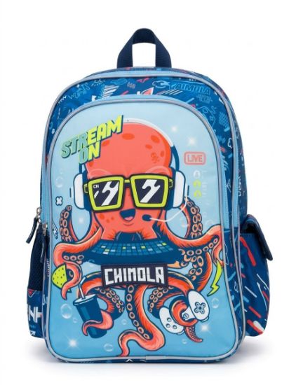 صورة حقيبة ظهر مدرسية للأطفال بتصميم أخطبوط الجيمر من شينولا (Chinola Stream On Backpack)