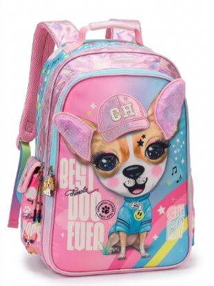 صورة حقيبة ظهر مدرسية للبنات بتصميم كلب الشيواوا من شينولا (Chinola Best Dog Ever Backpack)