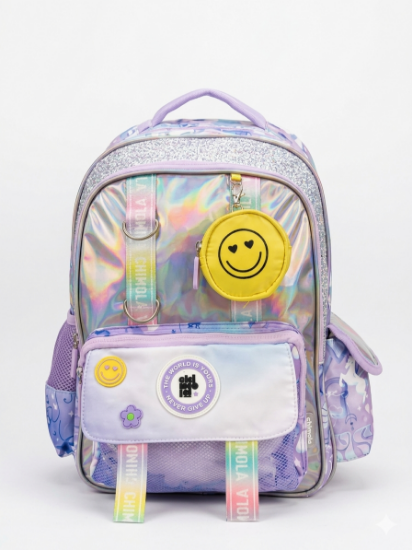 صورة حقيبة ظهر مدرسية للبنات بتصميم هولوجرافي فخم من شينولا (Chinola Never Give Up Holographic Backpack)
