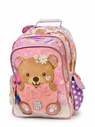 صورة حقيبة ظهر مدرسية للبنات بتصميم الدب "لوف" الساحر من شينولا (Chinola Hug & Kisses Bear Backpack)