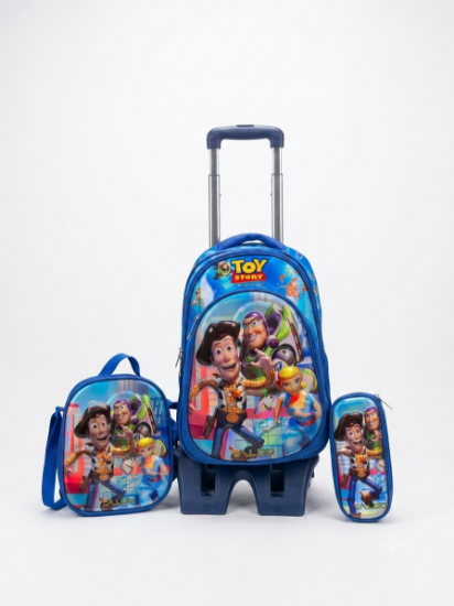 صورة طقم شنطة ( TALGO ) حقيبة ظهر مدرسية بعجلات  (3 قطع) - TOY STORY- مقاس 16